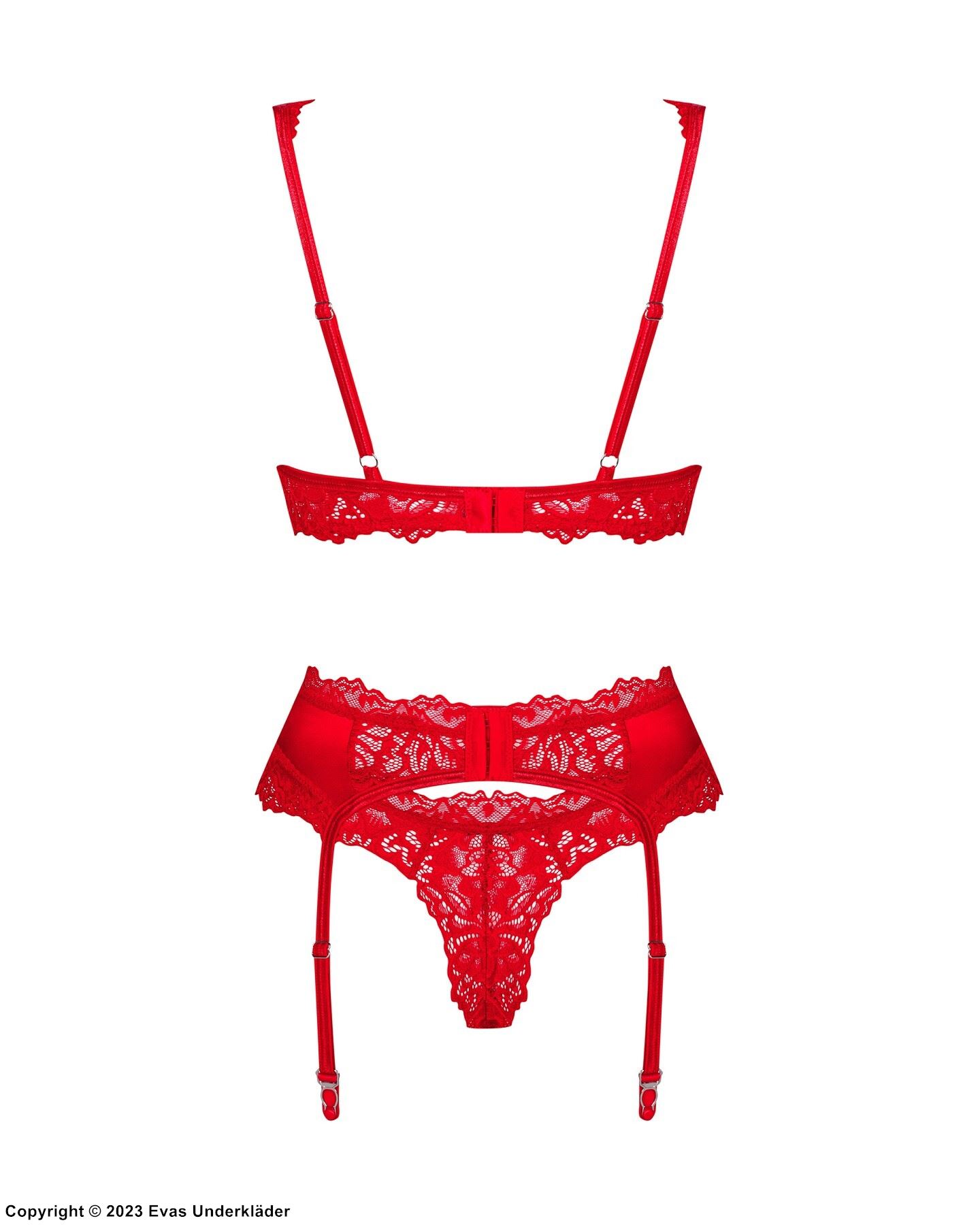 Romantic lingerie set, satin, luxurious lace